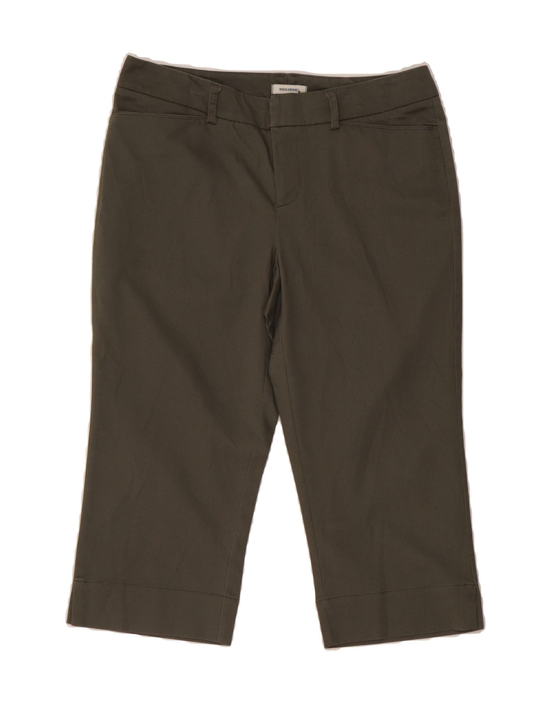 DOCKERS Womens Straight Capri Trousers US 8 Medium W32 L20 Khaki Cotton Vintage Dockers and Second-Hand Dockers from Messina Hembry 