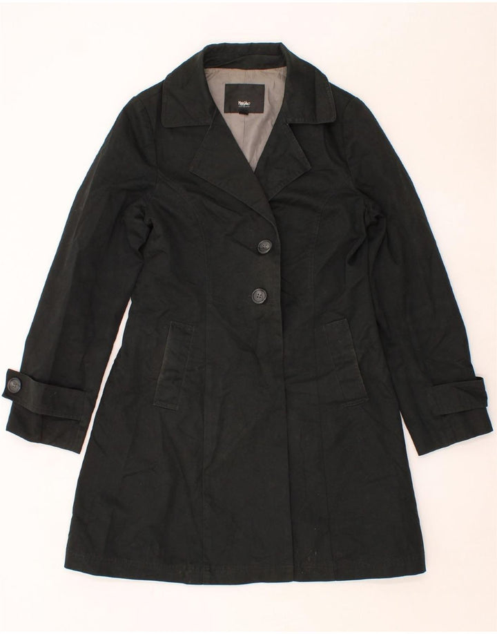 MOSSIMO Womens Trench Coat UK 12 Medium Black Cotton Vintage Mossimo and Second-Hand Mossimo from Messina Hembry 