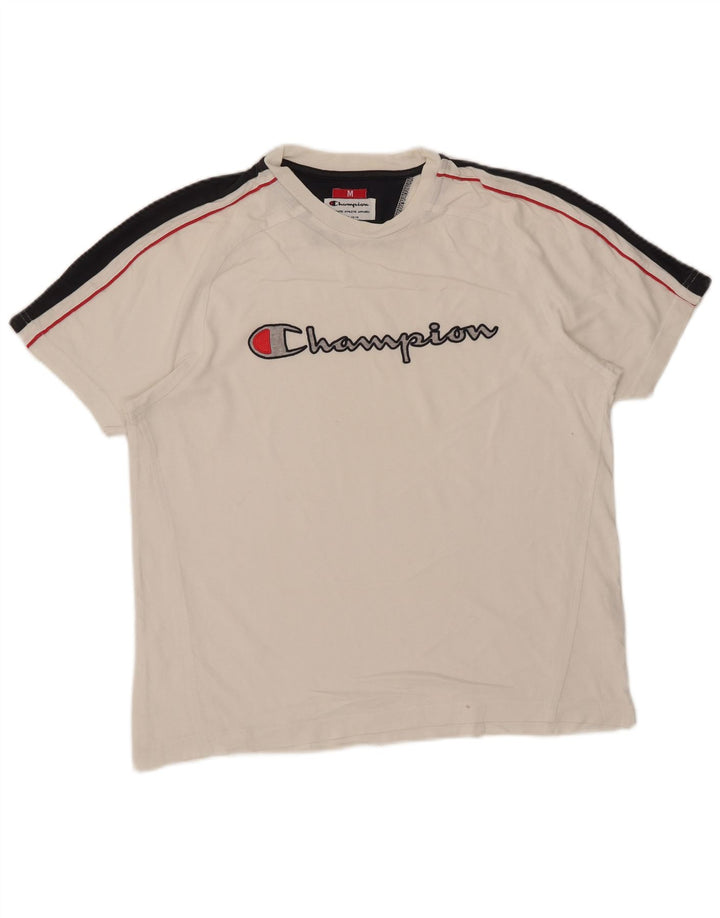 Champion Herre grafisk T-shirt Top Medium White Colourblock Bomuld