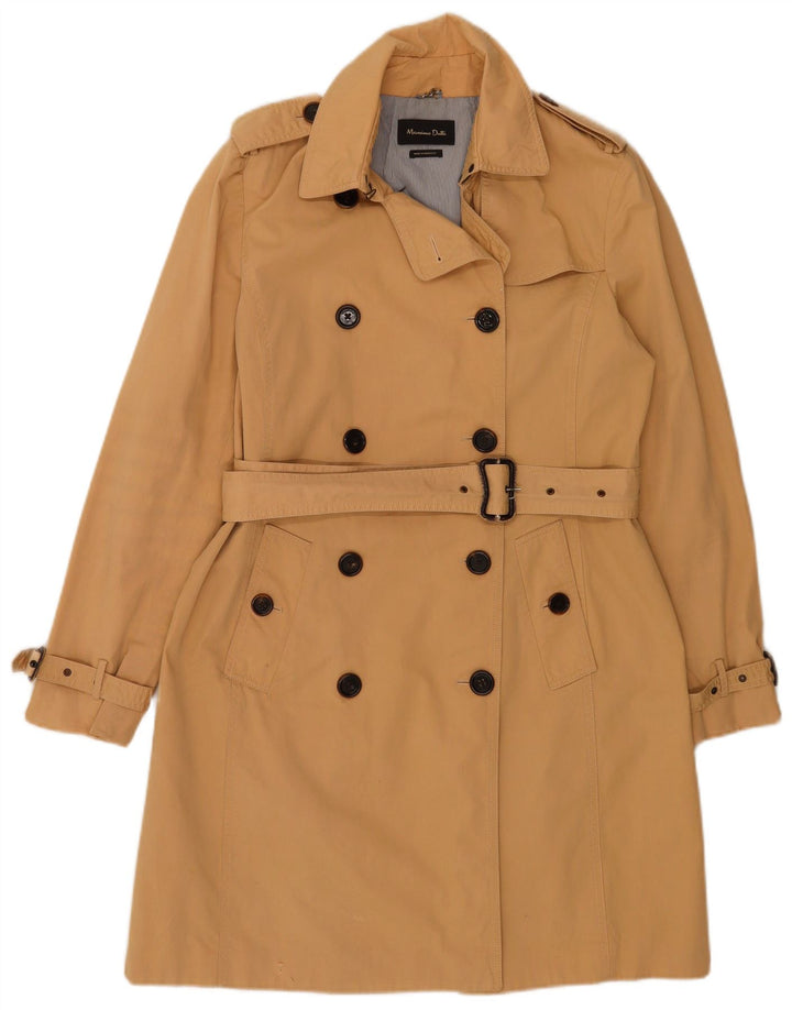 Massimo Dutti Dame Trench Coat UK 14 Stor Beige Bomuld