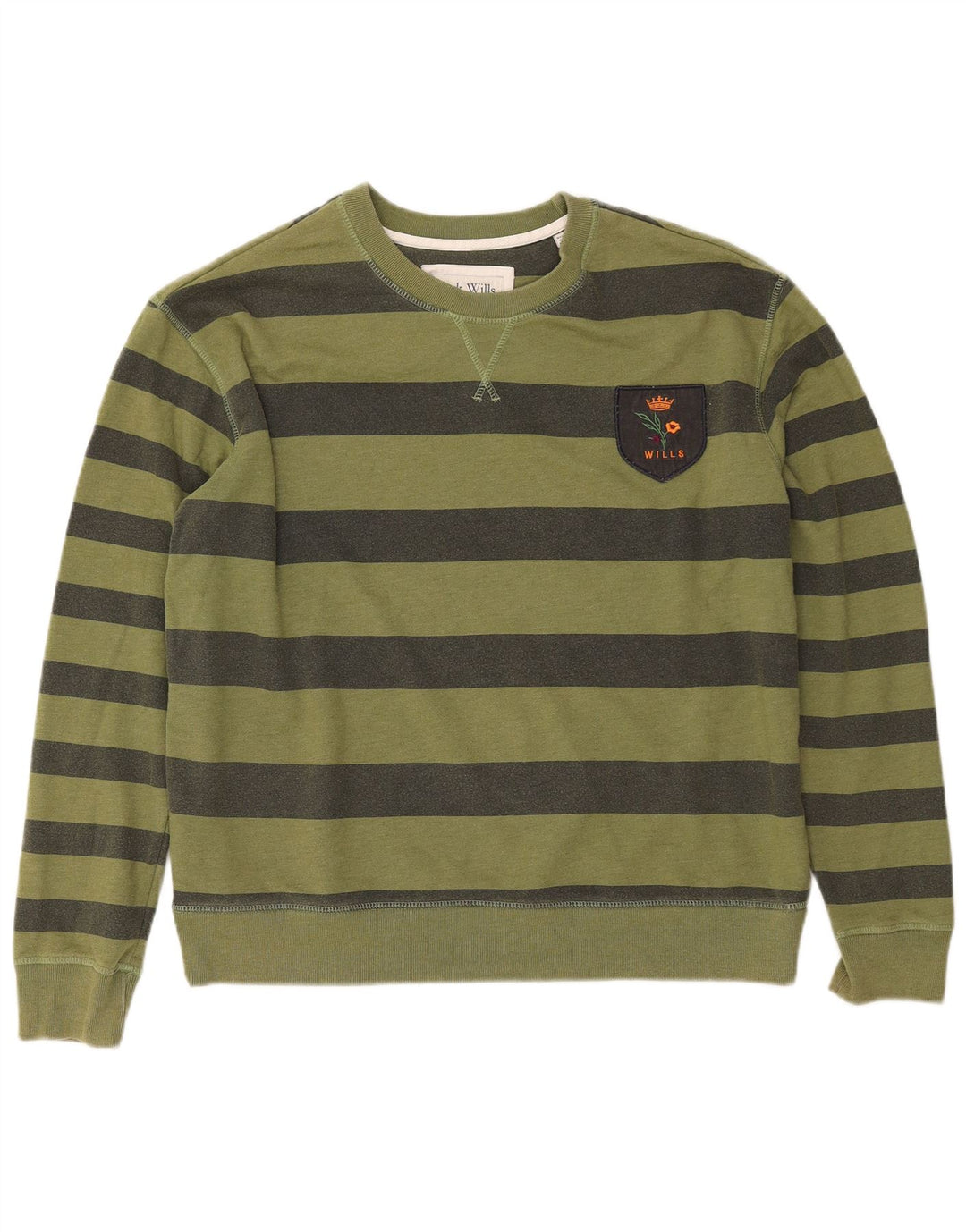 JACK WILLS Dame Oversized Sweatshirt Jumper UK 14 Stor Khaki stribet