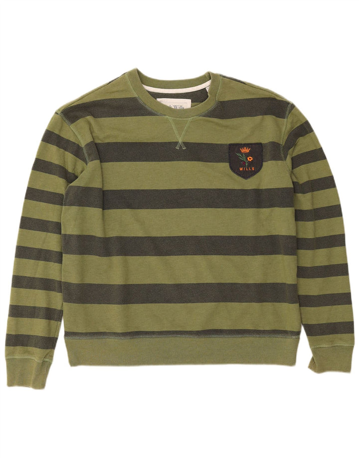 JACK WILLS Dame Oversized Sweatshirt Jumper UK 14 Stor Khaki stribet