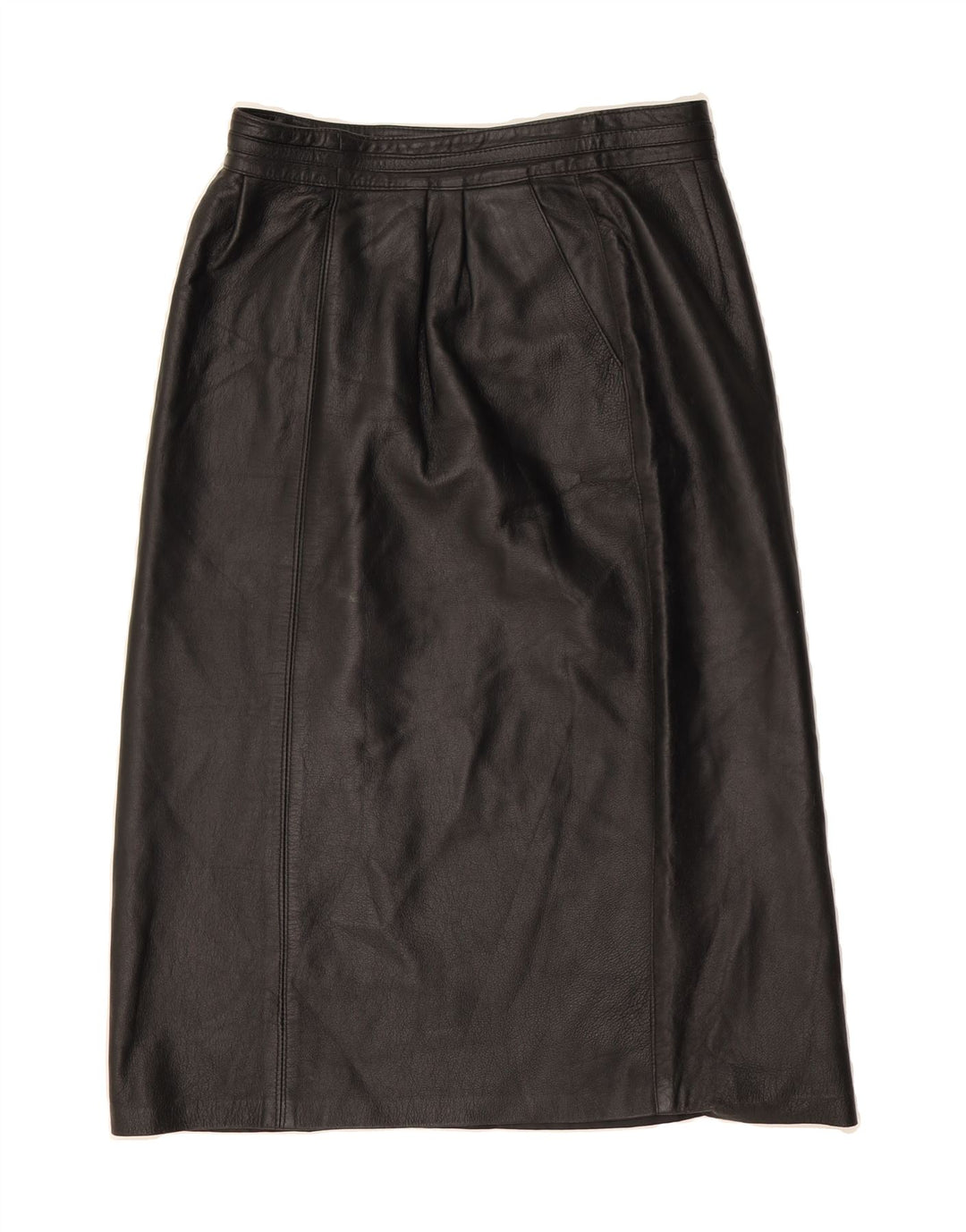 VINTAGE Womens Leather Skirt W28 Medium  Black Vintage Vintage and Second-Hand Vintage from Messina Hembry 