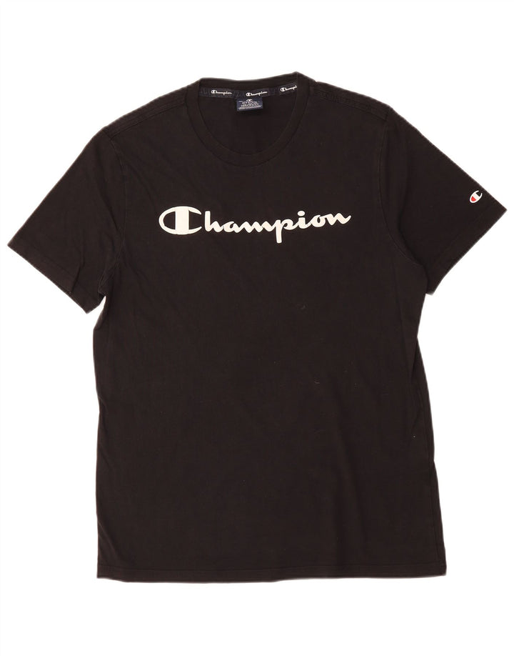 CHAMPION Mens Graphic T-Shirt Top Medium Black Cotton