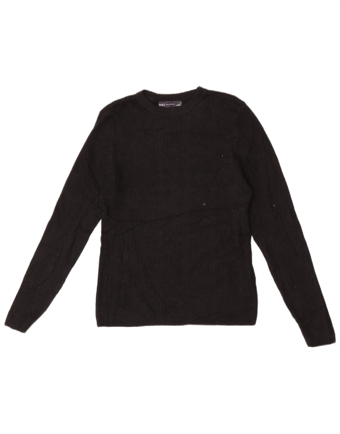Marks & Spencer Dame Boat Neck Jumper Sweater UK 12 Medium Black Viscose