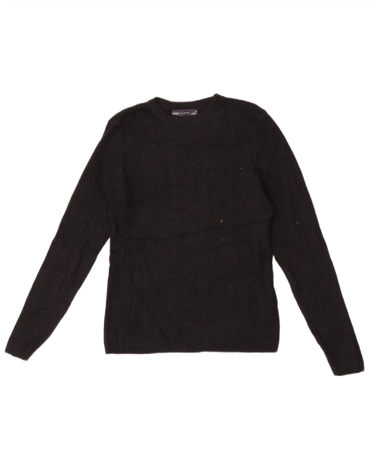 Marks & Spencer Dame Boat Neck Jumper Sweater UK 12 Medium Black Viscose