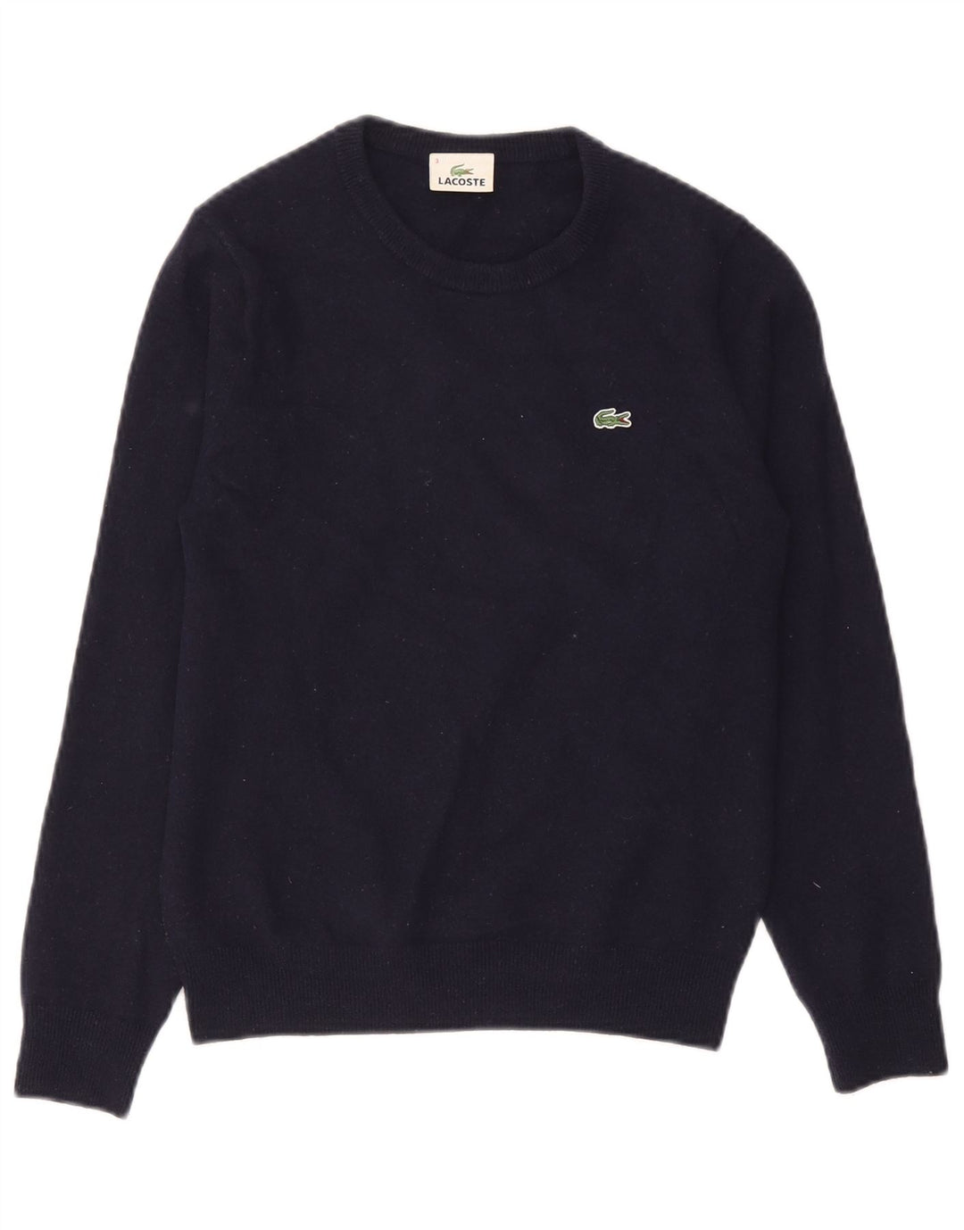Lacoste Herre Crew Neck Jumper Sweater størrelse 3 Small Navy Blue New Wool