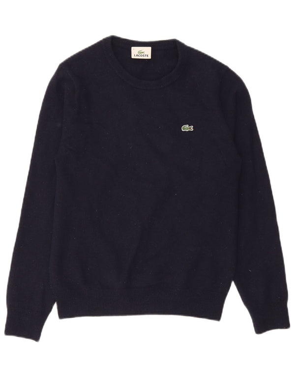 Lacoste Herre Crew Neck Jumper Sweater størrelse 3 Small Navy Blue New Wool