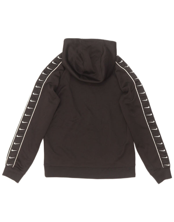 Nike Boys Graphic Hoodie Jumper 10-11 Years Medium Black Polyester