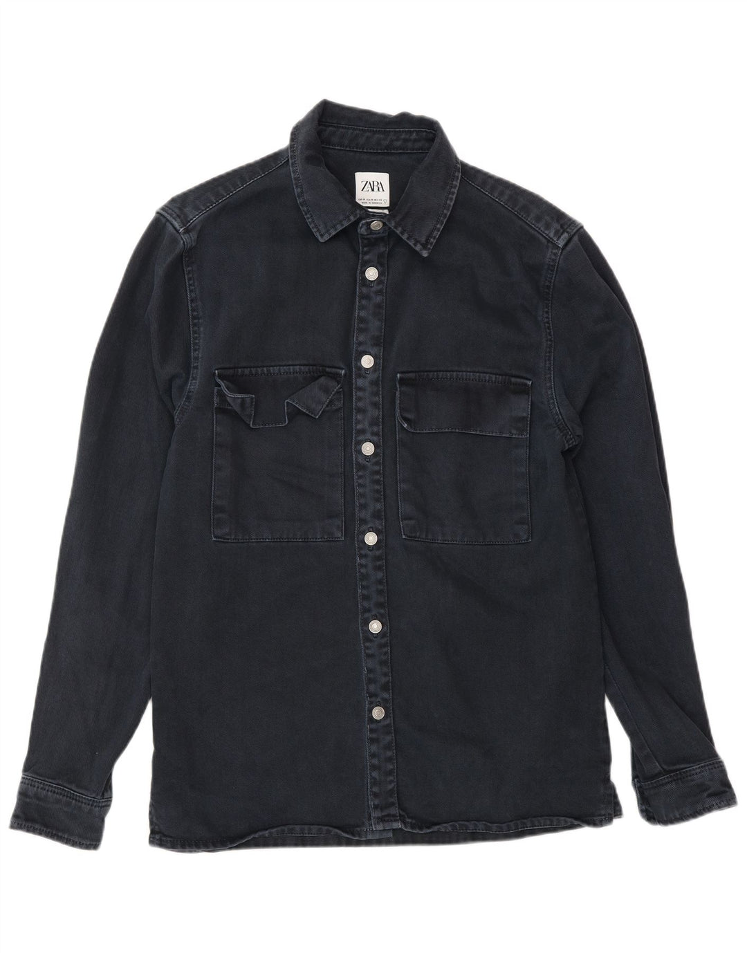 Zara Herre Relaxed Fit Denimskjorte Medium Navyblå Bomuld
