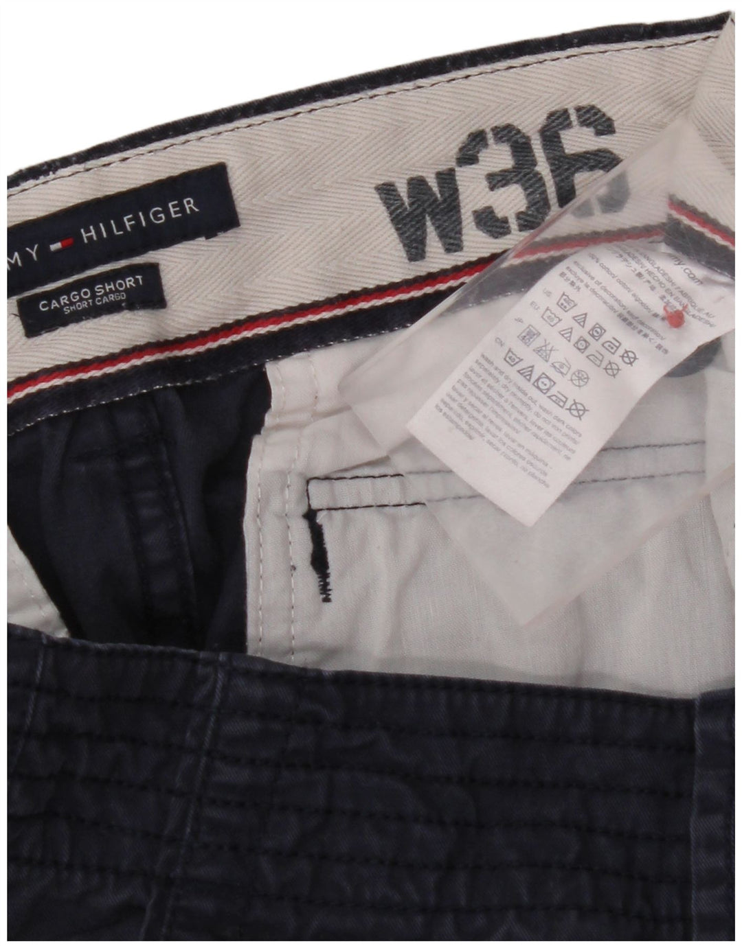 TOMMY HILFIGER Herre Cargo Shorts W36 Large Navy Blue Bomuld