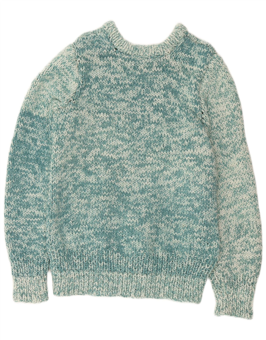 Vintage Herre Boat Neck Jumper Sweater Lille turkis Flecked