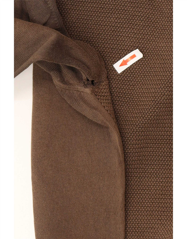 Zara Herre sweater med rund hals, stor brun bomuld