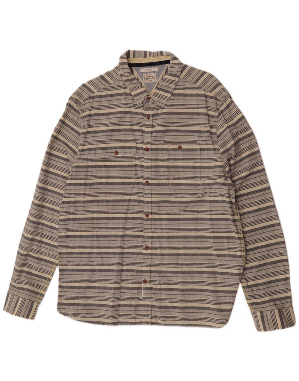 White Stuff Herre Slim Fit skjorte 2XL beige stribet bomuld