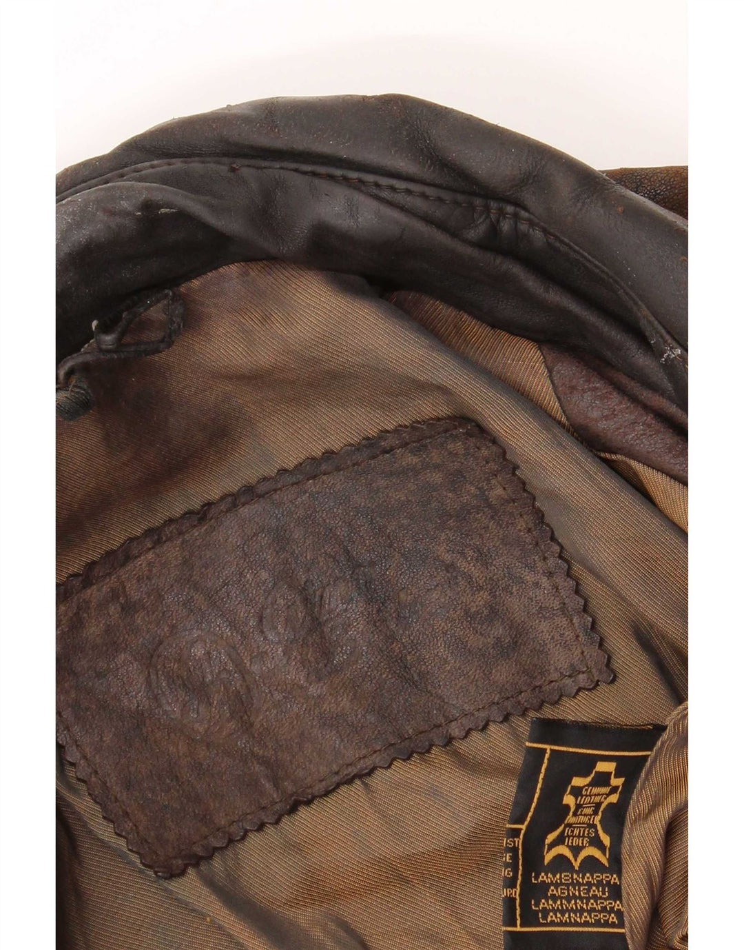 Gina Bacconi Herre Læder Bomber Jacket UK 36 Small Brown Patchwork Retro