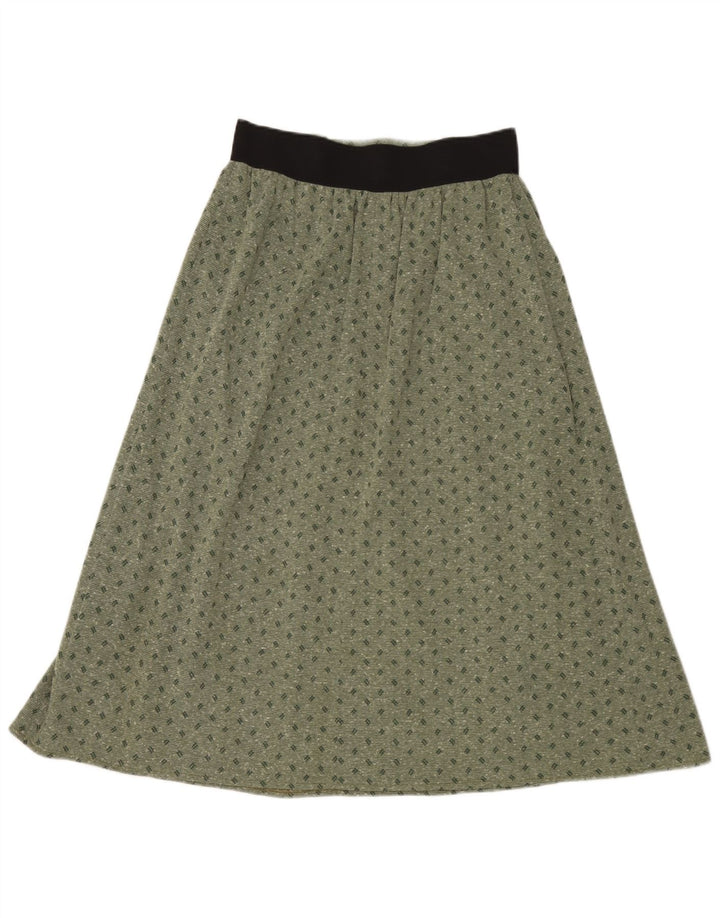 Vintage dame midi nederdel IT 42 Medium W30 Grøn plettet polyester