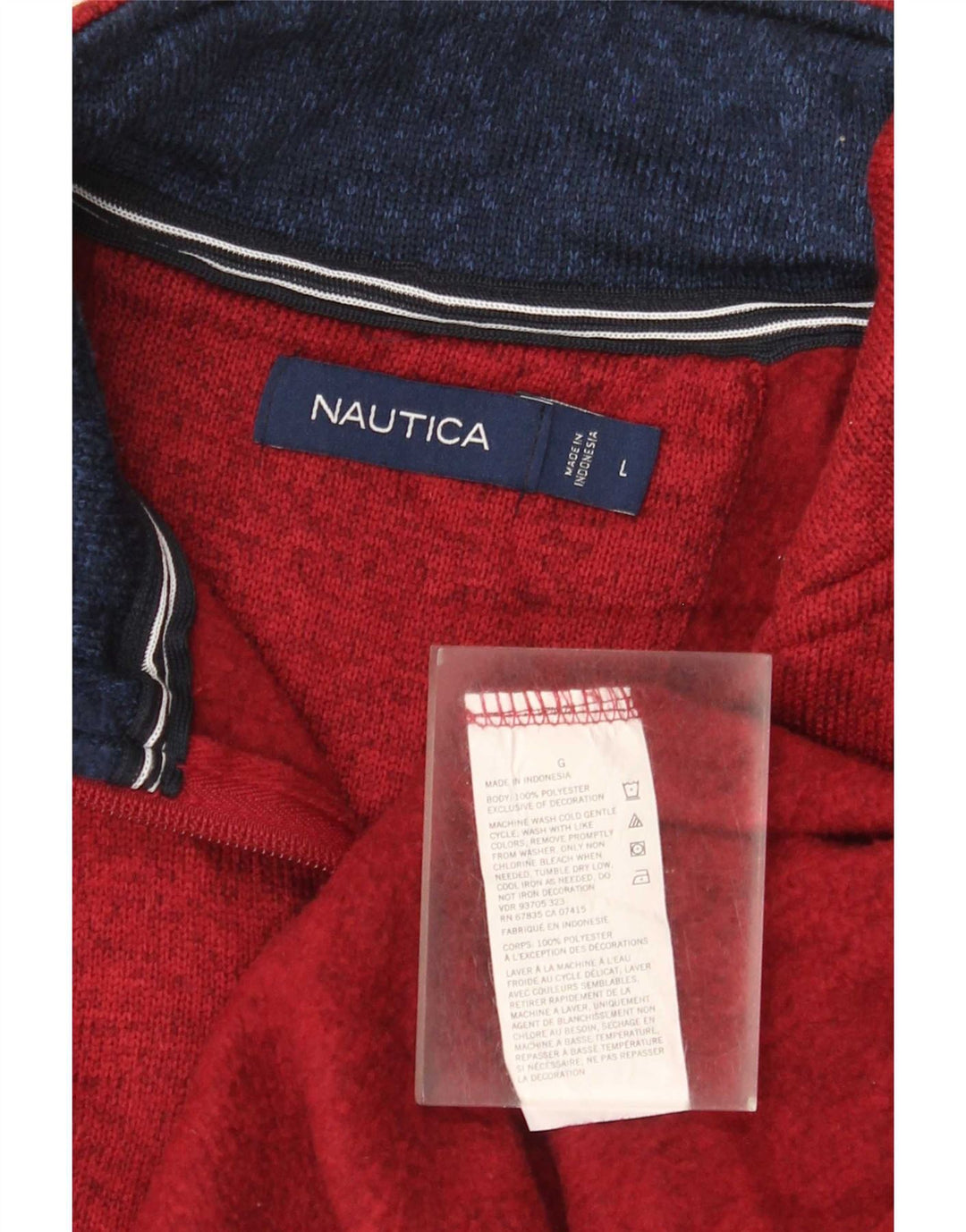 Nautica Sweatshirt med lynlås til mænd, stor Burgundy Flecked Polyester