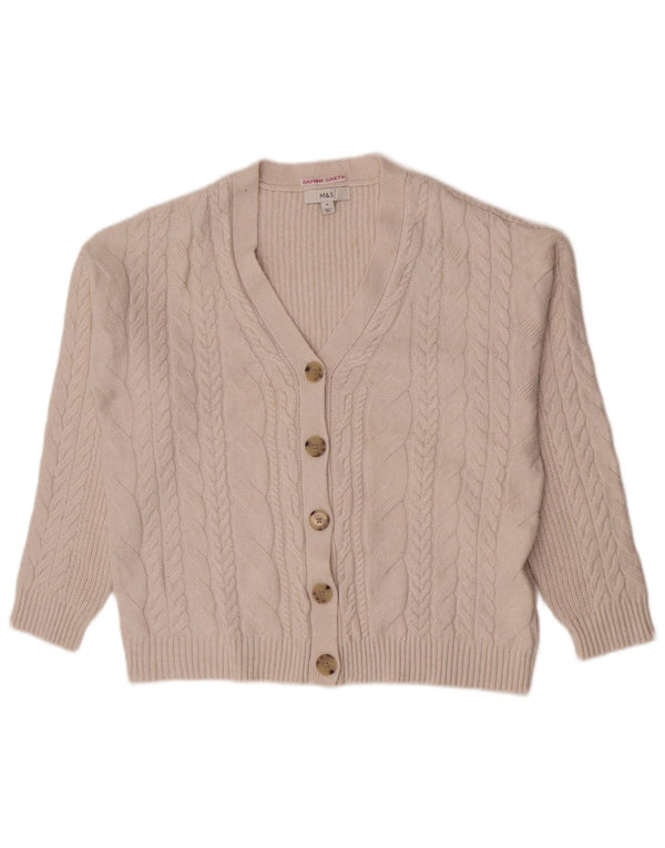 Marks & Spencer Dame Cardigan Sweater UK 14 Medium Beige Polyester