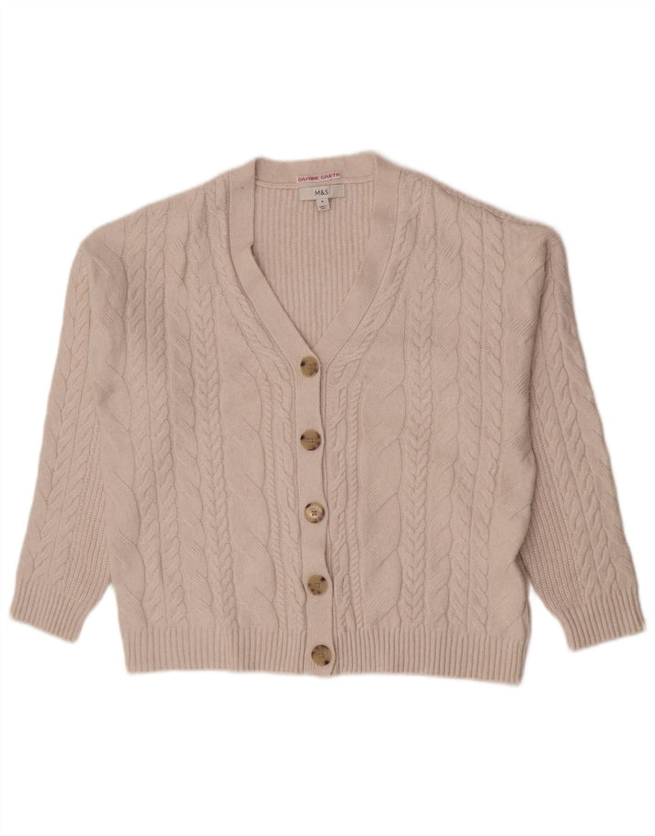 Marks & Spencer Dame Cardigan Sweater UK 14 Medium Beige Polyester