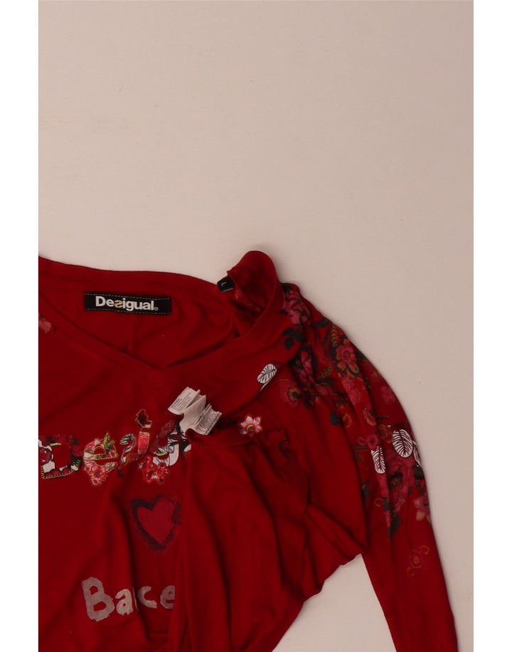 DESIGUAL Kvinder Barcelona Grafisk Top Langærmet UK 16 Large Red Heart
