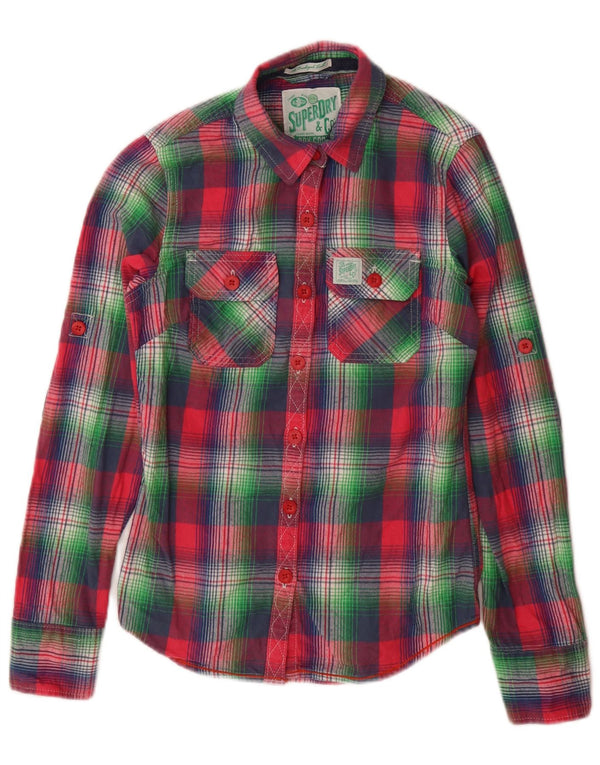 SUPERDRY Dame Flanellskjorte UK 6 XS Flerfarvet ternet bomuld