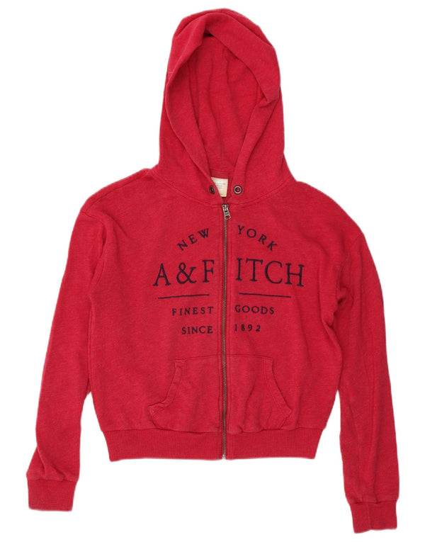 ABERCROMBIE & FITCH Crop hættetrøje med lynlås til kvinder UK 14 Medium Pink