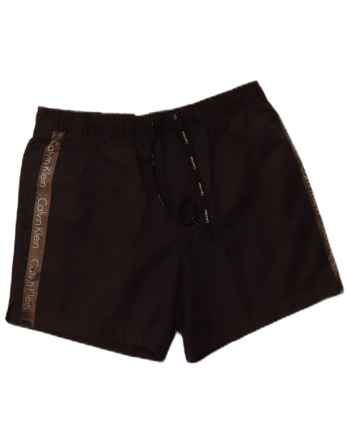 CALVIN KLEIN Grafiske badeshorts til mænd Lille sort polyester