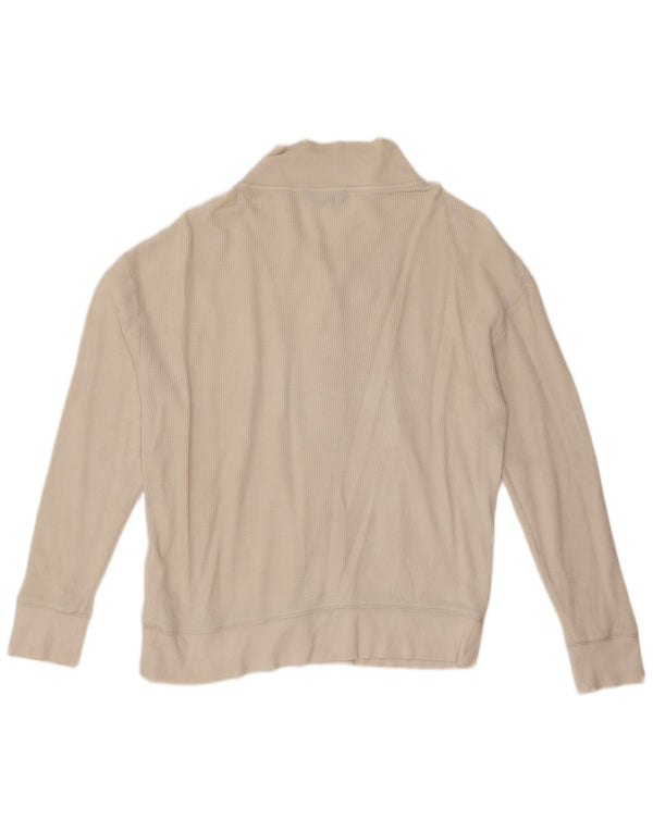 Ralph Lauren Dame Button Neck Sweatshirt Jumper UK 14 Medium White Bomuld