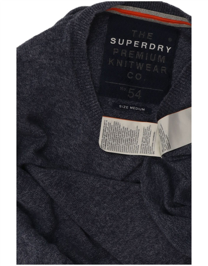 SUPERDRY sweater med rund hals til mænd Medium marineblå flækket bomuld