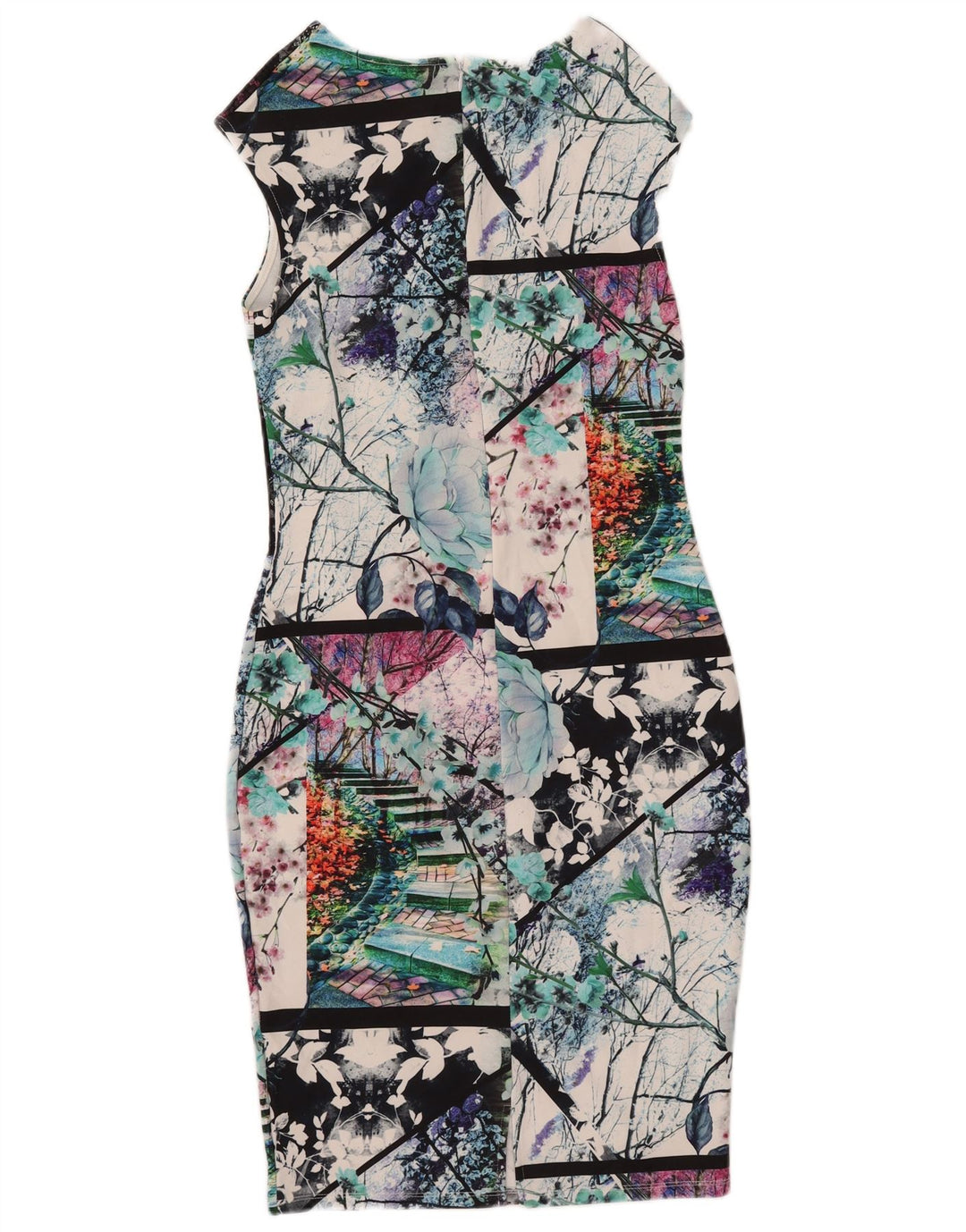 Lipsy Womens Graphic Bodycon Dress UK 10 Small Multicolored Polyester