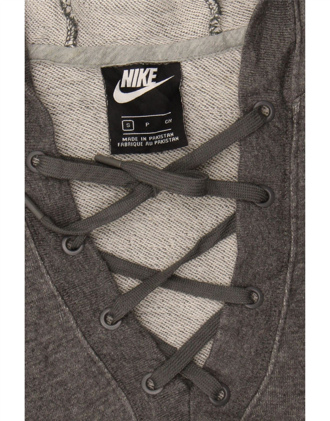 NIKE Womens Oversized Hoodie Jumper UK 10 Small Grey Cotton Vintage Nike and Second-Hand Nike from Messina Hembry 
