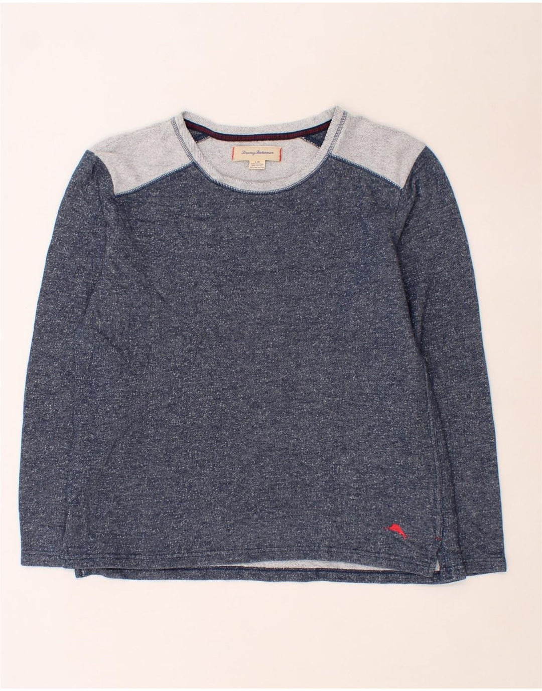 TOMMY BAHAMA Mens Sweatshirt Jumper Large Navy Blue Colourblock Cotton Vintage Tommy Bahama and Second-Hand Tommy Bahama from Messina Hembry 