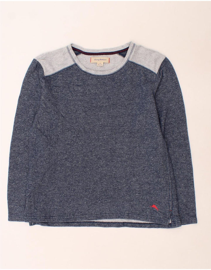 TOMMY BAHAMA Mens Sweatshirt Jumper Large Navy Blue Colourblock Cotton Vintage Tommy Bahama and Second-Hand Tommy Bahama from Messina Hembry 