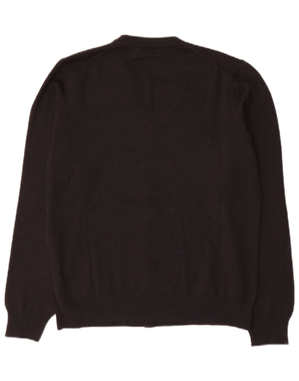 SISLEY Dame V-hals sweater UK 14 Medium Sort Uld