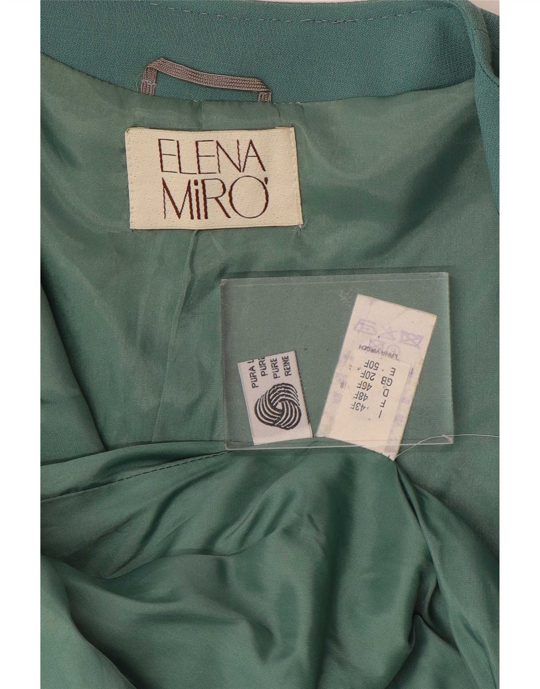 ELENA MIRO Dame 4-knaps blazerjakke UK 20 2XL Grøn Virgin Wool