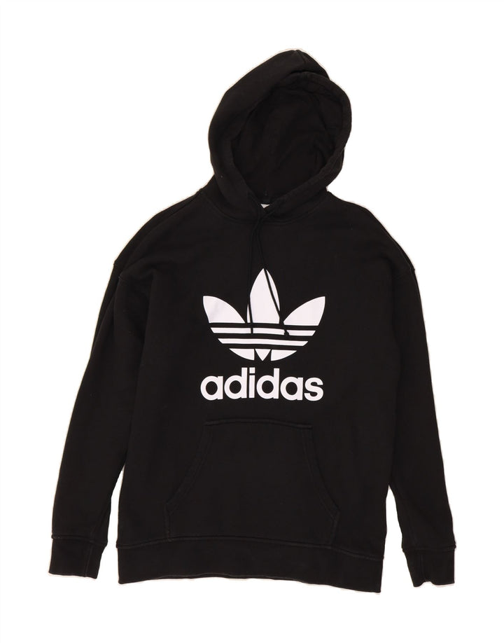 ADIDAS Womens Graphic Hoodie Jumper UK 12 Medium  Black Vintage Adidas and Second-Hand Adidas from Messina Hembry 