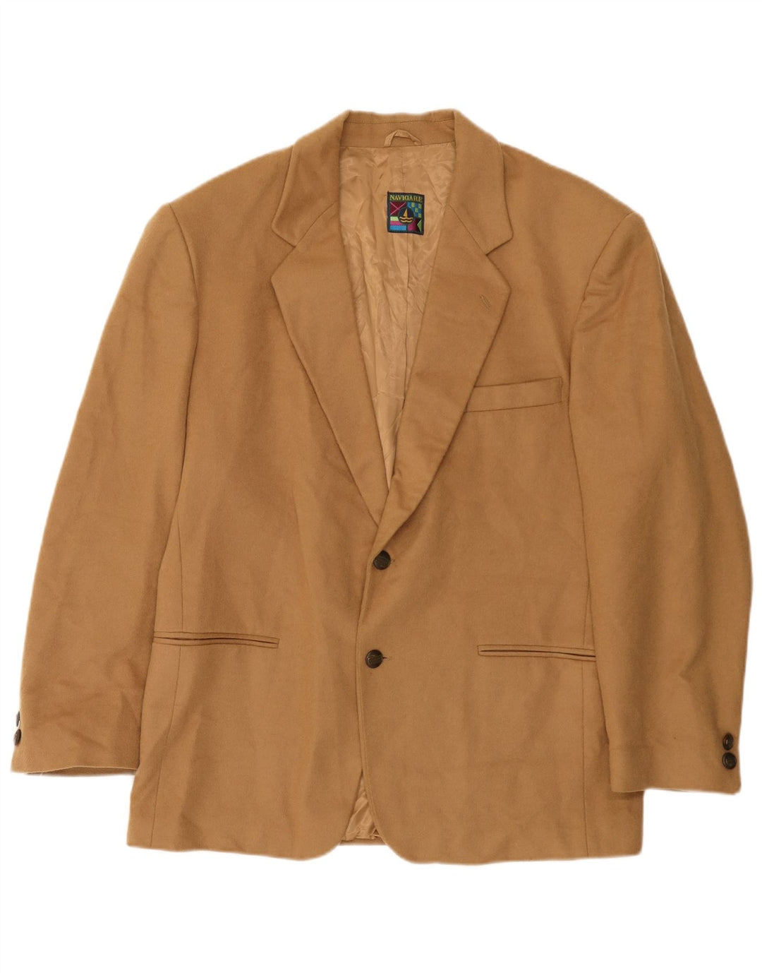 Navigare Herre 2 Button Blazer Jacket UK 40 Large Beige Uld
