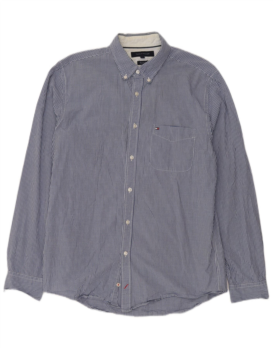 TOMMY HILFIGER Herre Regular Fit Skjorte Large Blue Gingham Cotton