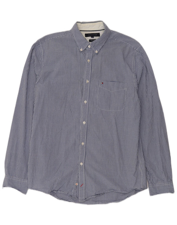 TOMMY HILFIGER Herre Regular Fit Skjorte Large Blue Gingham Cotton