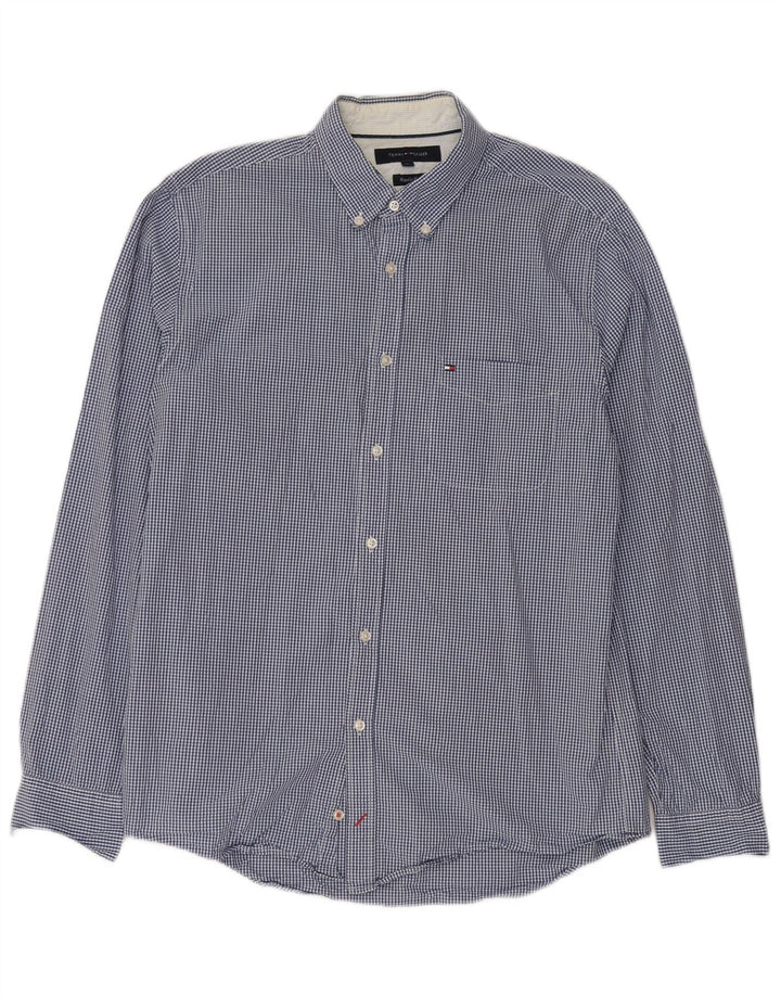 TOMMY HILFIGER Herre Regular Fit Skjorte Large Blue Gingham Cotton