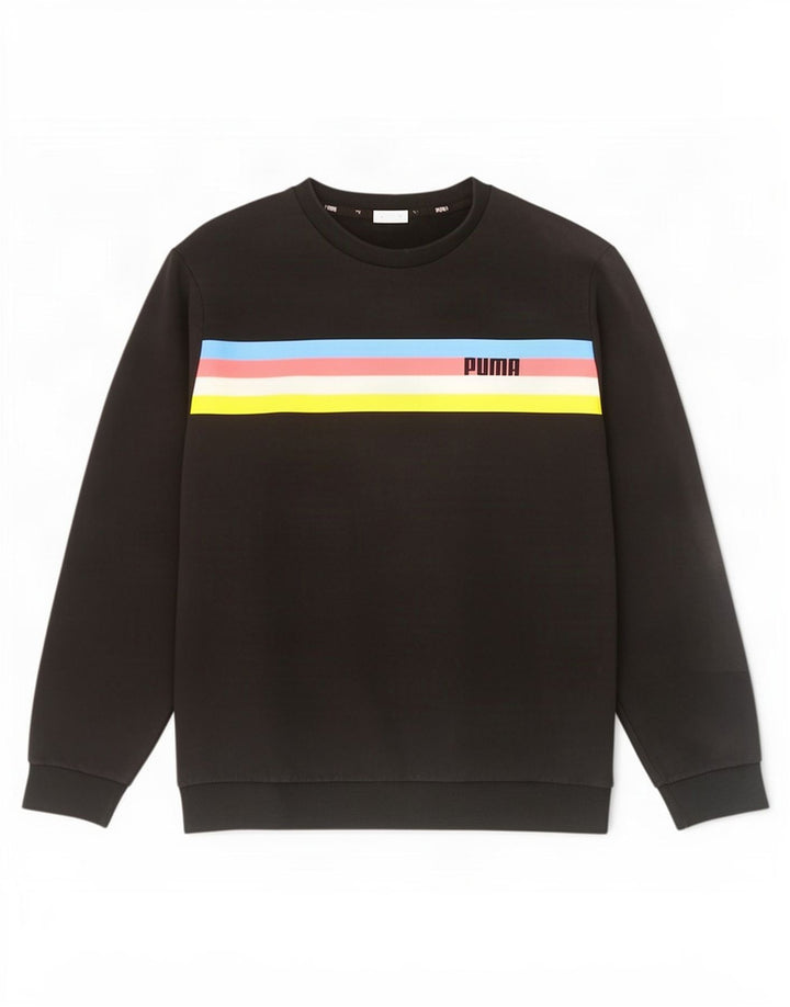 Puma Herre Sweatshirt Jumper Stor Sort Colourblock Bomuld