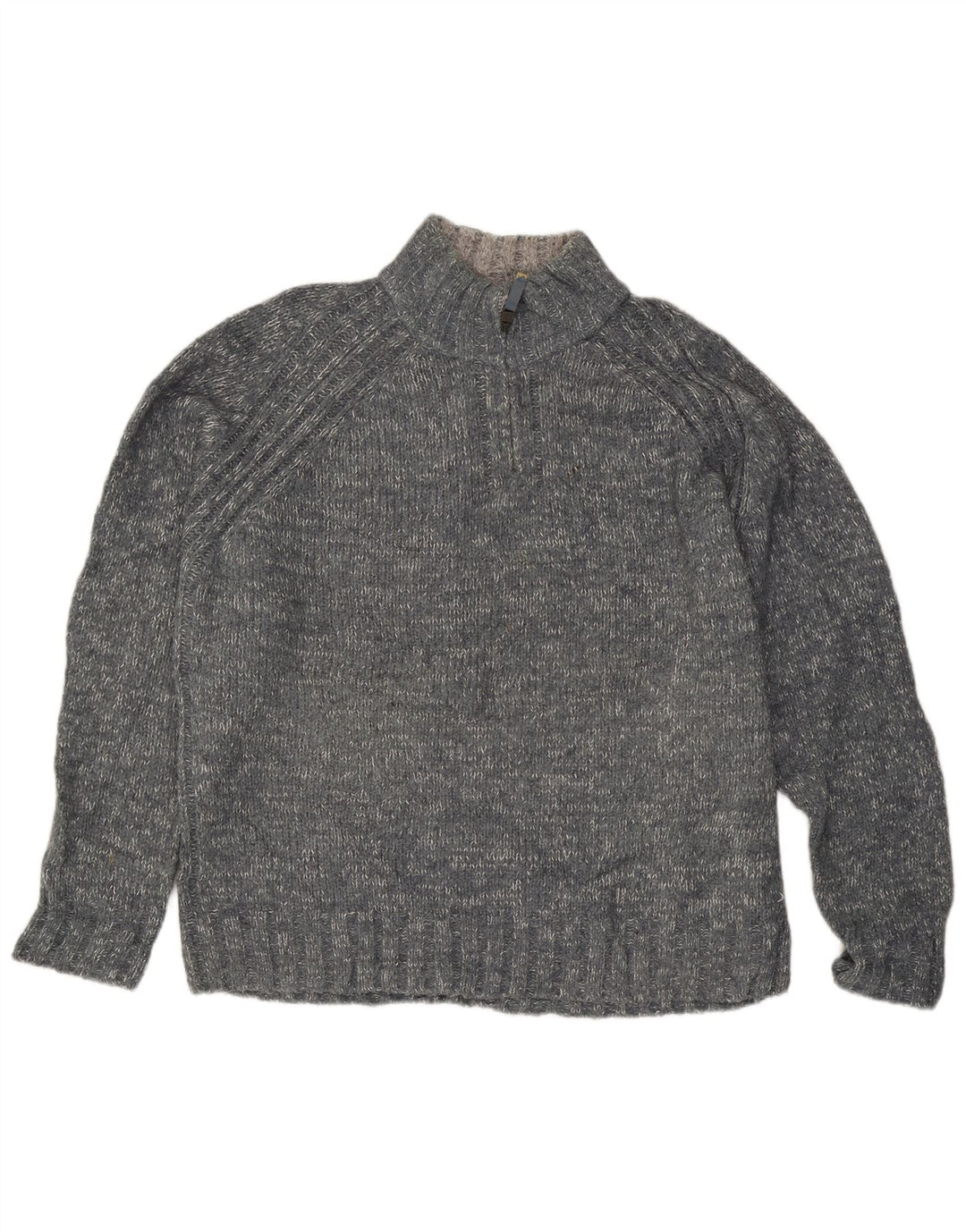 Marks & Spencer Herre Blue Harbor Zip Neck Jumper Sweater XL Grå Flecked