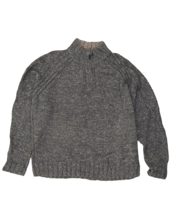 Marks & Spencer Herre Blue Harbor Zip Neck Jumper Sweater XL Grå Flecked