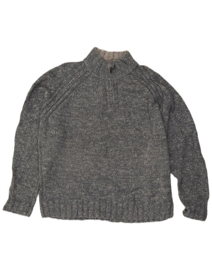 Marks & Spencer Herre Blue Harbor Zip Neck Jumper Sweater XL Grå Flecked