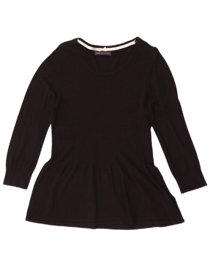 Marks & Spencer Dame 3/4-ærmet tunikatop UK 14 Medium Sort Viscose