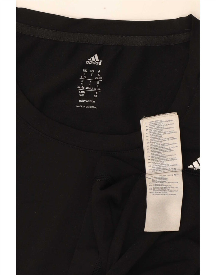 Adidas Womens Climalite T-Shirt Top UK 8/10 Small Black Polyester