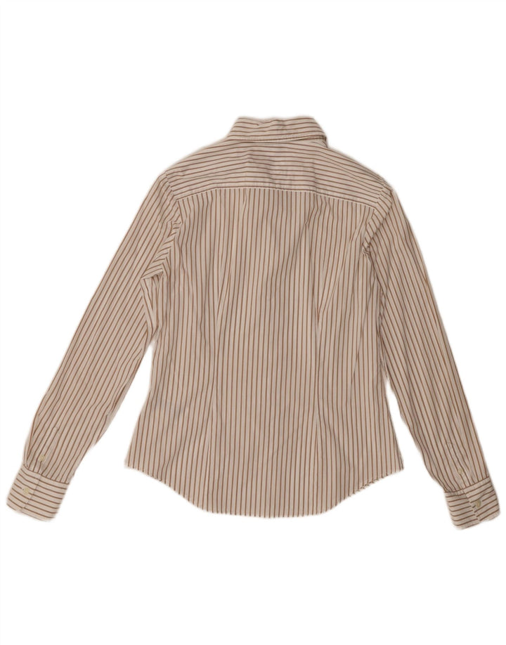 Tommy Hilfiger Dame Stretch Shirt US 8 Medium Beige Stribet Bomuld