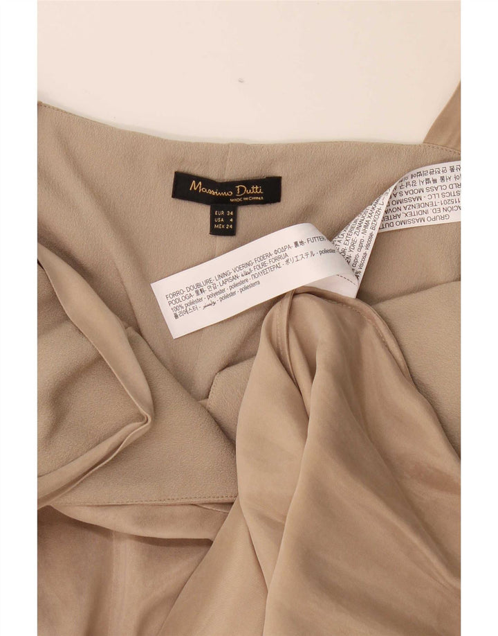 Massimo Dutti Dame ærmeløs Maxikjole EU 34 2XS Beige Polyester