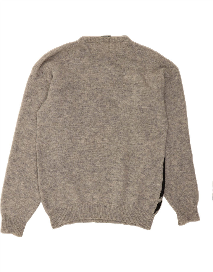 VINTAGE Mens Crew Neck Jumper Sweater IT 54 XL Grey Geometric Vintage Vintage and Second-Hand Vintage from Messina Hembry 