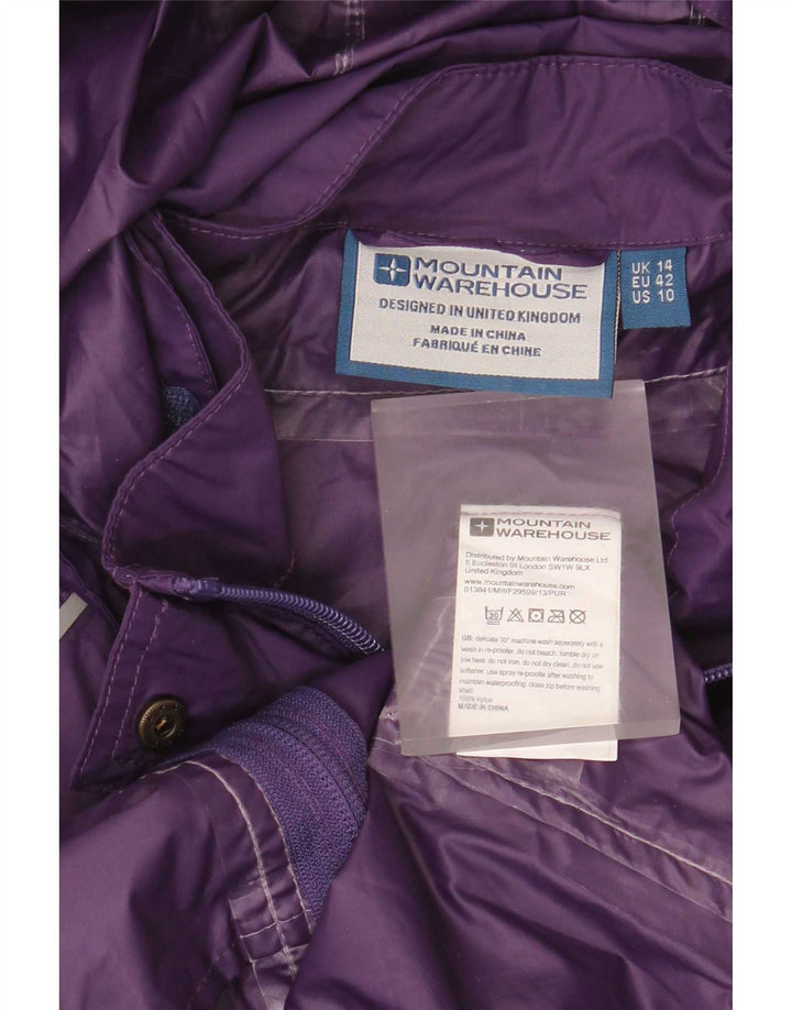 Mountain Warehouse Dame Regnjakke med hætte UK 14 Stor lilla nylon